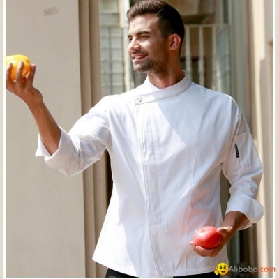 Pure White Unisex Chef Coat,French dropping shoulderpicture1