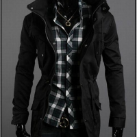 2021 autumn and winter new solid color outerwear stitching casual jacket men's r