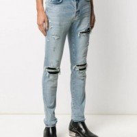 AMIRI distressed skinny-fit jeans men blue cotton-blend jeans