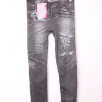 Ladies Denim Look Poly Leggings Jeggings Pants