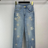 2023 women Casual fashion sense jeans all match straight long leg artifact