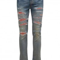 AMIRI BANDANA THRASHER DISTRESSED DENIM JEANS Men Skinny Jeans Blue