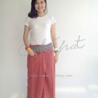 100% Thai Cotton Fisherman Pants Massage Cardinal Red Long Wrap Trouser with Tha