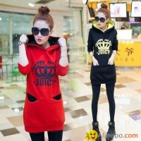 Fashion Women's Color Match Thicken Hoodie Outerwear