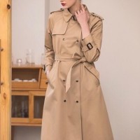 Women's Vintage          Beige Check Trench Coat          Trench Coat for women