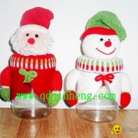 santan and snowman head with plastic bottle for candy