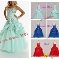 2014 New Stock Lake Blue Royal BlueRed Flower Girl Dresses