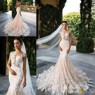 Sleeveless Lace Wedding Dresses 2018 Mermaid Tulle Custom Luxury Bridal Gownspicture1