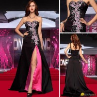 Black club style sexy Elegant Pure silk satin Prom Dresses30736