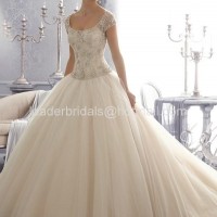 A-line One Shouler White Bridal Gown Mori Lace Tulle Wedding Dress W86