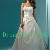 2014 New Stock White Ivory Satin Beading Strapless Wedding Dress