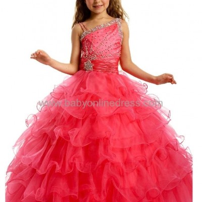 Sexy Beading Organza Layers Ball Gown Flower Girl Dresspicture1