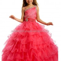 Sexy Beading Organza Layers Ball Gown Flower Girl Dress