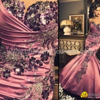 Sexy Flowers Beading Mermaid Rhinestones Evening Dresses