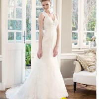 2014 Key Hole  Back Beautiful Lace Mermaid Bridal Wedding Gown