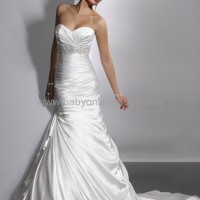 2011 Sexy Sweetheart Satin Court Strapless Wedding Dresses Beading Ruffles