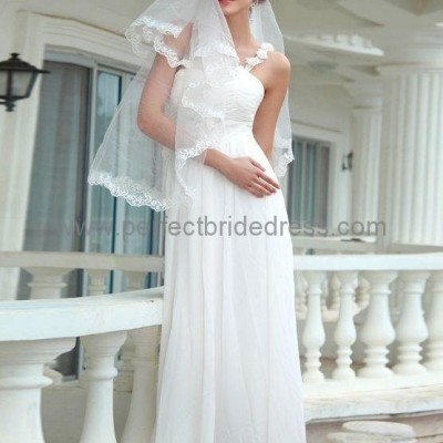 Chiffon One-Shoulder Column Destination  Wedding Gown Bridal Dress WD-3525picture1