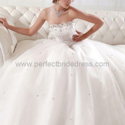 Organza Strapless Ball Gown Simple Wedding Dress Bridal Gown WAAWD003picture1