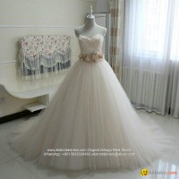 Champagne  Sweetheart Ball Gown Wedding Dresses With Train G258