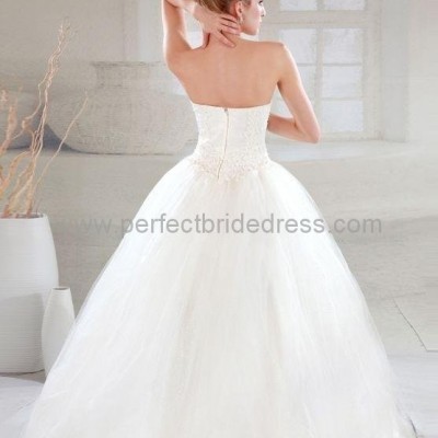 Tulle Strapless Ball Gown Simple Wedding Dress WAAWD002picture1