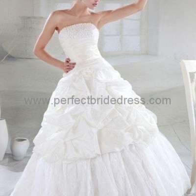 Taffeta Strapless A-Line Simple Wedding Gown Bridal Dress WD-3523picture1