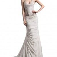 Chiffon Mermaid Backless Strapless Trumpet Wedding Dress