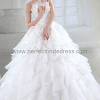 Organza Strapless Ball Gown Elegant Wedding Dress WD-3572