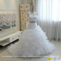 Luxurious Sweetheart Organza Satin Ruffled Ball Gown Wedding Dress G197