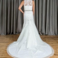 Mermaid & Trumpet High Neck Beading Lace Wedding Dress W19