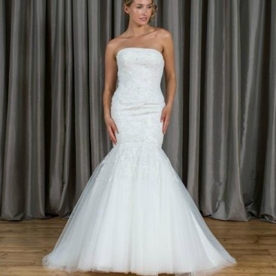 Mermaid & Trumpet Strapless Lace&Tulle Wedding Dress W14picture1