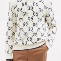 Logo Jacquard Cotton Sweater Men Wool GG Sweatershirt