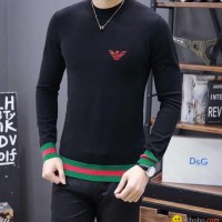 Emporio Armani Sweater Mens Pullover Black V-Neck Logo Embroided