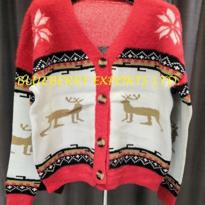 Sweater knit short Cardigan Christmas#BEL-667picture1