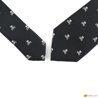 Durable Polyester Custom Woven Men Allover Exquisite White Crossbones Skull Tie