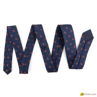 Handmade Exquisite Durable Polyester Woven Slim Skinny Floral Fleur De Lis Tie