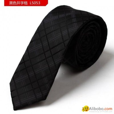 Black grid polyester woven necktiepicture1