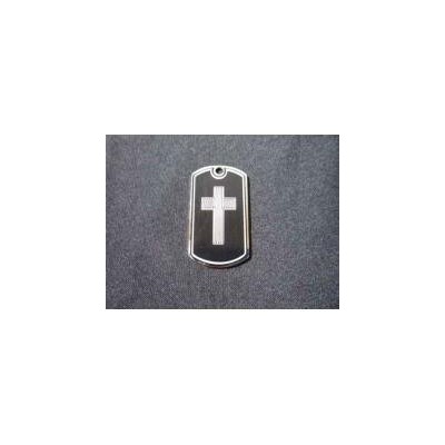 Cross Custom Dog Tag with chain Black or Silverpicture1