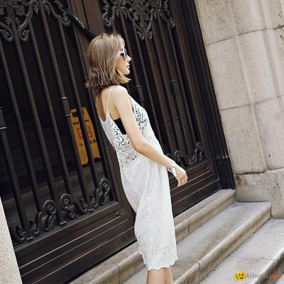 Lace Hollow Sling Dress Hollow Lace Sling Summer Dress Lace Holder Embroidered Dpicture1