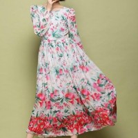 2014 Summer dresses printed flower of Cherry red small broken flower long dress