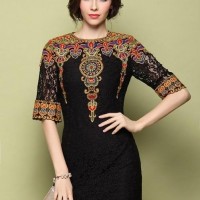 2014 lace embroidered dresses China's national style elegant double-deck dress