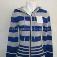 Ladies' stripe hoodie zipper cardigans