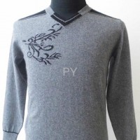 2014 classic style grey Vneck 12 needle man's cashmere sweater 011