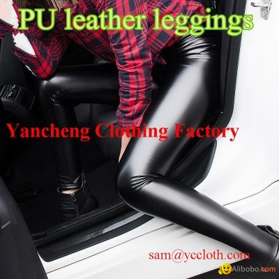 plus size good stretch sexy lady black pu leggings tights wholesalepicture1