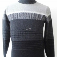 grey stripe 12 needle man's cashmere sweater