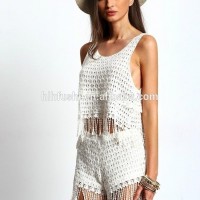 clothing apparel summer latest tassels two pieces women tank top and shorts set