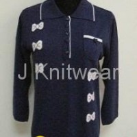 Bow Embroidery Wool Acrylic Knitwear