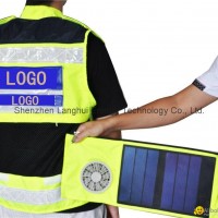 Green Energy Product Safety Vest with Solar Panels Recharger and Fans S05b